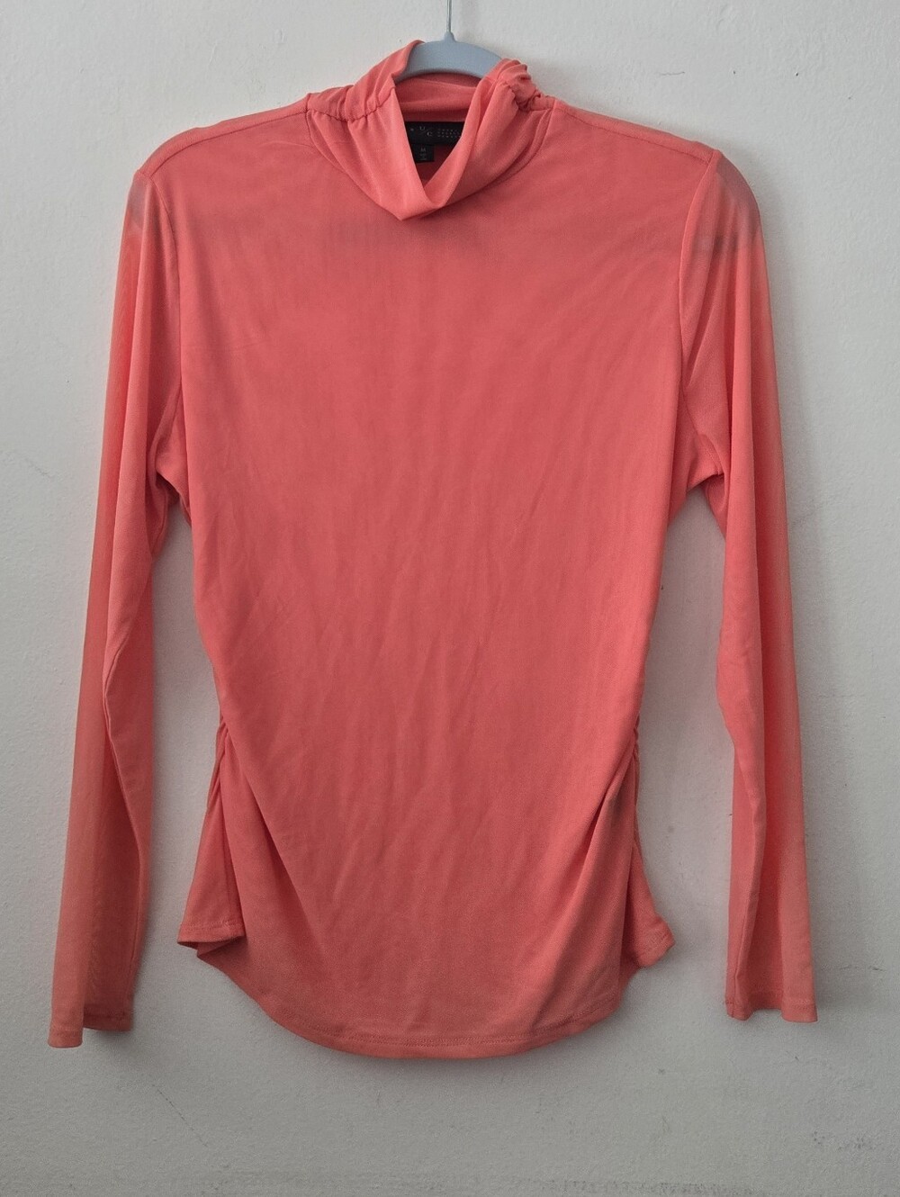 Harlem's Fashion Row x Undra Celeste Coral Mesh Mock Neck Top - Size M - NWOT